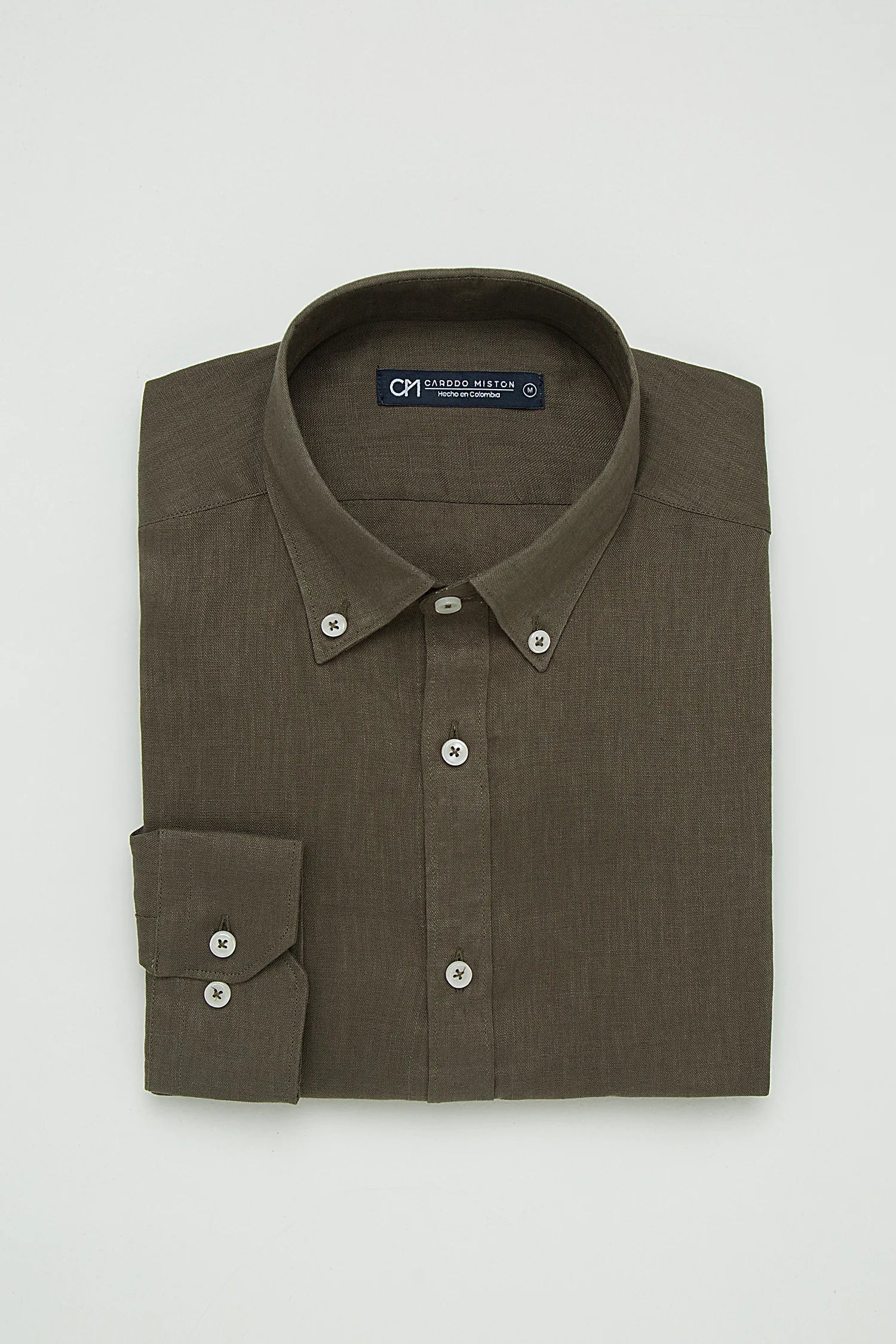 Camisa Button Down Lino Verde Oliva